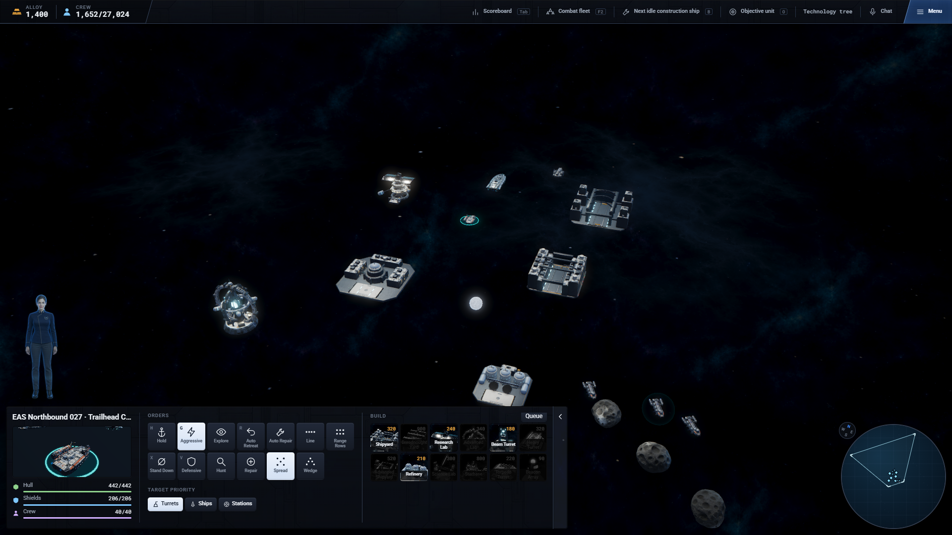 Stations, resource collection and an Earth Alliance fleet.
